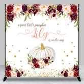 Lofaris A Sweet Little Pumpkin Is On The Way Backdrop Custom Fall Themed Baby Shower Burgundy Floral Welcome Sign